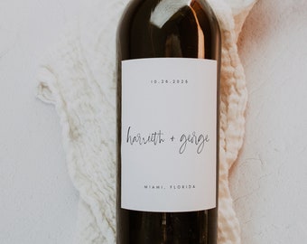 Modern Wine Label Template, Minimalist Wine Bottle Label, Wine Labels for Wedding, Editable Wine Label, Printable Wine Label, DIY, #HARTH