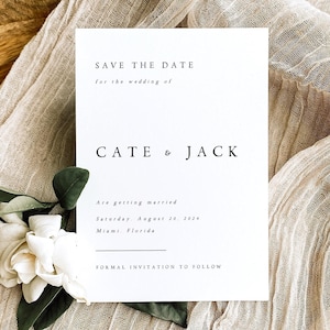 GEDRUCKT + VERSENDET Minimale Save the Date Karten, minimalistische moderne Hochzeit Save the Dates, Speichern Sie unsere Datumskarte mit kostenlosen Umschlägen, #CATE