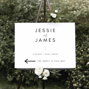 Minimalist Wedding Direction Sign, Modern Wedding Direction Sign, Minimalist Wedding Sign, Modern Wedding Signs, Large Wedding Sign, #JSSIE