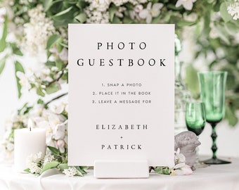 Plantilla de letrero de libro de visitas de foto minimalista, letrero de libro de visitas de foto de boda, libro de visitas de foto imprimible, libro de visitas personalizado, TEMPLETT, #LZBTH