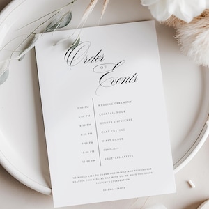 Printed Wedding Schedule Cards: Elegant, Minimal, Simple Order of Events Wedding Card - Wedding Itinerary Cards, #SLNA
