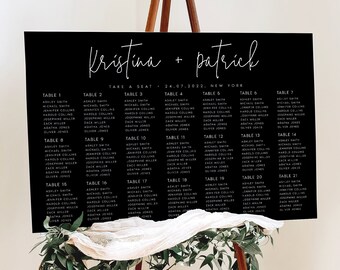 Modern Seating Chart Template, Minimalist Editable Instant Download Seating Plan, Templett, Digital Download, Wedding Seating Chart, #KRST