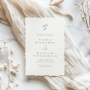 Plantilla de invitación de boda elegante: minimalista, imprimible, sencilla y botánica (descarga digital) #FIONA