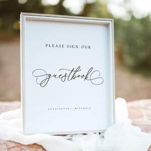Please Sign Our Guestbook Template, Wedding Guest Book Sign, Classic & Elegant Guestbook Sign, Traditional Wedding Gift Sign, #ANTN