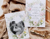 Wildflower Wedding Save the Date Template: Boho Floral Wreath (Digital Download, Canva) ANGELA