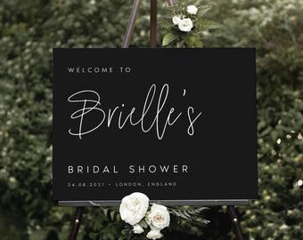 Modern Minimalist Bridal Shower Welcome Sign, Black Poster (Instant Download) BRLLE