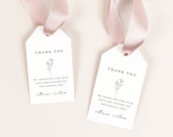 Minimalist Wedding Favor Tag Template, Fine Art Thank You Tag, Botanical Wedding Favor Tag Template, Bridal Shower Thank You Tag, #CATHER