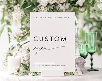 Modern Minimalist Wedding Sign Template, Editable Custom Sign (Digital Download) KATE