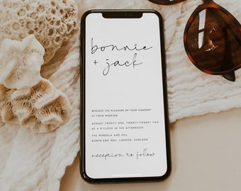 Minimalist Electronic Wedding Invitation, Smartphone Evite (Digital Download) BONNIE