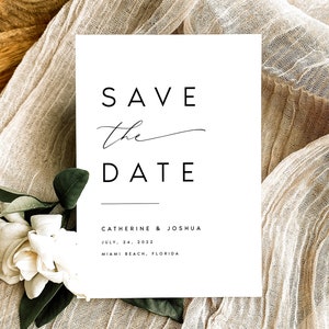 Elegante Save the Date Vorlage, minimalistische Save the Date, Druckbare Save the Dates, DIY Datumsankündigung Templett, Sofort Download, #KATE