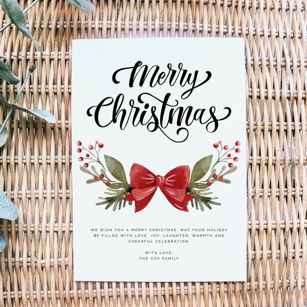 Merry Christmas Greeting Card Template, Christmas Card Printable, Instant Download, Edit with TEMPLETT, Editable Xmas Cards, DIY, #COX