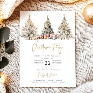 Christmas Invitation Template, Christmas Party Invitation, Editable Holiday Party Invitation, Instant Download Printable, TEMPLETT,, #2024-9