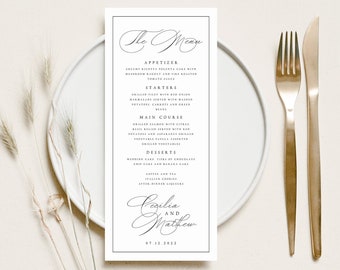 Wedding Menu Template, Classic, Elegant & Border, Wedding Table Menu Printable, Templett, Fully Editable, DIY Menus, INSTANT Download, #CCL