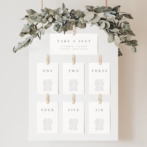 Plantilla moderna para tarjeta de distribución de asientos de boda, tarjetas minimalistas para distribución de asientos de boda, tarjetas minimalistas para boda, descarga instantánea, #LZBTH