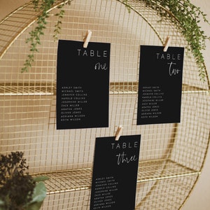 Black Wedding Seating Card Template, Modern Seating Plan, Editable, Instant Download Seating Chart, Templett, Digital Download, #HARPR