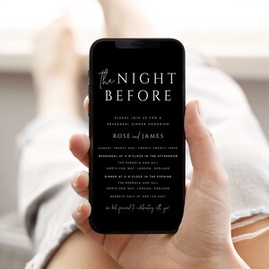Electronic Rehearsal Dinner Invitation Template, Text Message Wedding Rehearsal Dinner Invitation, The Night Before Invitation Evite, #RSE