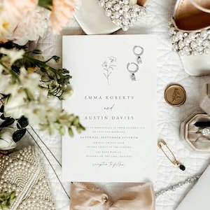 Botanische Hochzeitseinladungsvorlage, druckbare Hochzeitseinladung Set, elegante Hochzeitseinladungen, bearbeitbar, TEMPLETT, #CATHER