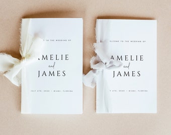 Wedding Program Timeline Template Foldable, Modern Wedding Program, Minimal Wedding Program, Folded Program Wedding Instant Template #AMELIE