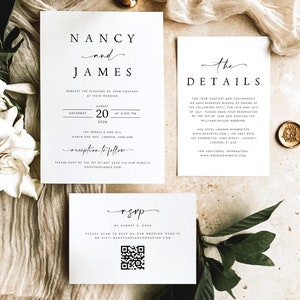 Minimalist Wedding Invitation Template, Modern Wedding Invite, Boho Wedding Invitation, Wedding Invitation Set, Editable Template, #NNC
