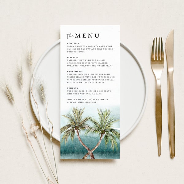 Beach Wedding Menu Etsy