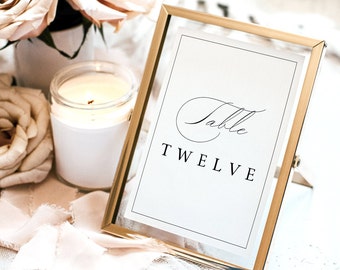 Wedding Table Number Sign Template, Elegant Classic Calligraphy, Printable, Table Number Sign, Templett INSTANT Download, Editable, #CCL