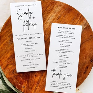 IMPRIMÉ + EXPÉDIÉ Programme de mariage bohème, ordre de service minimaliste, carte de programme de cérémonie, best-seller, papier texturé de haute qualité, #SNDY