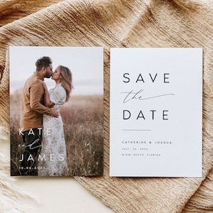 Modern Minimal Save the Date Editable Template, Printable Save The Date, Save Our Date, Date Announcement Templett, Instant Download, #KATE