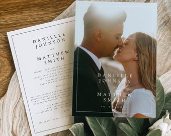 Minimalist Photo Wedding Invitation Set, Simple, Modern Wedding Invite, Editable Template, Instant Download, DIY, Printable Invite, #DNLL