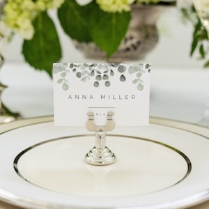 Modèle de marque-place pour mariage, cartes de visite minimalistes feuillage verdure rustique, marque-place imprimable eucalyptus téléchargement immédiat modifiable, #ANNA