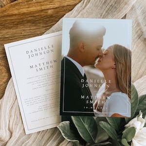 Moderne Foto Hochzeitseinladung, Hochzeitseinladung mit Foto, Minimalistische elegante Hochzeitseinladung, kostenlose Umschläge, #DNLL