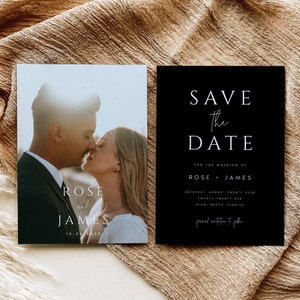 Black Save the Date Invitation Template, Minimalist Save the Date, Minimal Save the Date, Boho Save the Date Cards Editable Template, #RSE