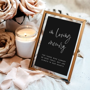 In Loving Memory Sign Template Black, Modern Wedding Sign Printable, 5x7 and 8x10, Moody Wedding Template, Wedding Sign, TEMPLETT, #HARPR