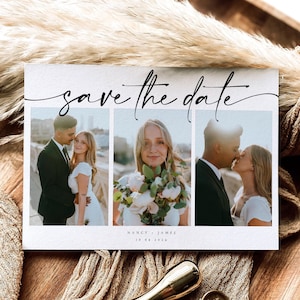 Minimalist Save the Date With Photo, Boho Photo Save the Date Template, Minimalist Wedding, Printable Invitation, Editable Template, #NNC