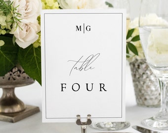 Elegant Wedding Table Number Template, Printable, Script, Minimalist, Simple, Modern, Editable, Digital Download, Instant, Templett, #MDLN