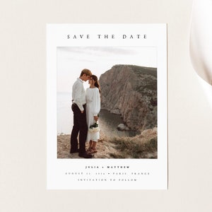 PRINTED Minimalist Foto Save the Date Einladung, Hochzeitseinladung, moderne Hochzeit Save The Date Karten, Umschläge, Custom, #JLIA
