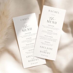 Canva Wedding Menu and Name Card Template: Luxury Script Printable Dinner Menu with Guest Names (Digital Download), ADELAINE
