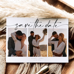 Minimalist Save the Date With Photo, Boho Photo Save the Date Template, Minimalist Wedding, Printable Invitation, Editable Template, #NNC