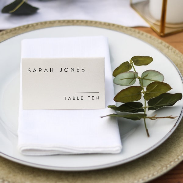 MINIMAL Wedding Place Cards Template, Editable Place Card, Black and White Place Card, Wedding Cards, Editable Wedding Table Name Card, #SRH