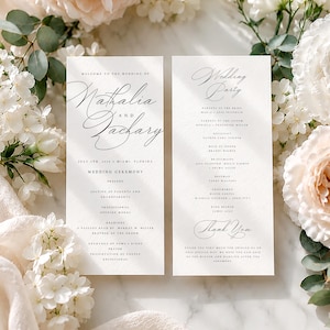 Catholic Wedding Program Cards, Elegant Modern Minimalist Wedding Order of Service, Printed 4x9 Wedding Programs, NTHA