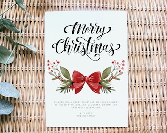 Merry Christmas Greeting Card Template, Christmas Card Printable, Instant Download, Edit with TEMPLETT, Editable Xmas Cards, DIY, #COX