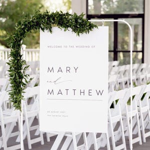 Minimalist Wedding Welcome Sign Template, Modern Welcome Wedding Sign, Editable Wedding Signage, Printable, Templett INSTANT Download, #KATE