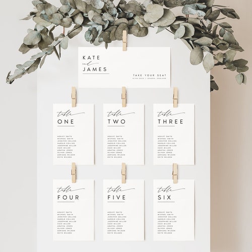 Diy Printable Wedding Seating Chart Template Instant - Etsy