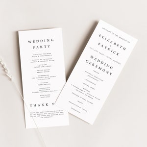 Printable Wedding Program Template, Fully Editable, Customizable, Instant Download, Ceremony Program, Templett, Romantic, Minimalist, #LZBTH