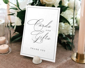 Elegant Cards and Gifts Sign Template, Printable Classic Cards and Gifts Sign, 5x7 and 8x10 Wedding Template, Wedding Sign, TEMPLETT, #CCL