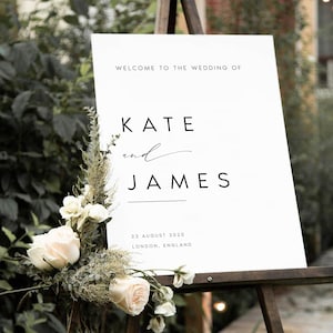 Minimalist Wedding Welcome Sign, Welcome Wedding Sign, Script Wedding Welcome Sign, Modern Wedding Signs, Large Wedding Sign, #KATE