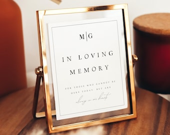 In Loving Memory Sign Template, Modern Wedding Sign Printable, 5x7 and 8x10, Wedding Template, Wedding Sign, Edit with TEMPLETT, #MDLN