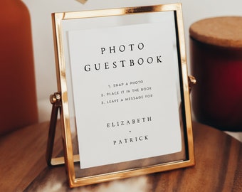 Editable Modern Wedding Photo Guestbook Sign Template, Printable Photo Guest Book Sign for Wedding Table in 5x7 and 8x10, #LZBTH