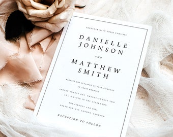 Minimalist Wedding Invitation Template, Modern Invite (Digital Download) DNLL