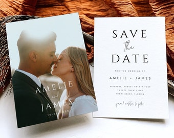 Minimalist Photo Save the Date Invitation Template (Digital Download) AMELIE