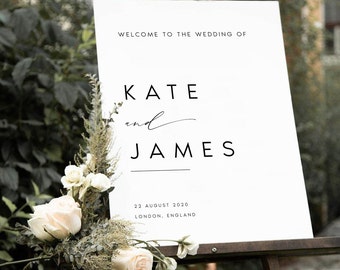 Minimalist Wedding Welcome Sign, Welcome Wedding Sign, Script Wedding Welcome Sign, Modern Wedding Signs, Large Wedding Sign, #KATE